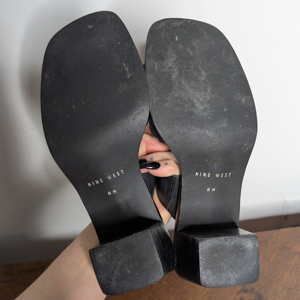 Nine West Women's 8 Black Chunky Strappy‎ Mule Heel Sandals - Picture 6 of 8